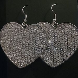 Silver Heart Dangle Earrings